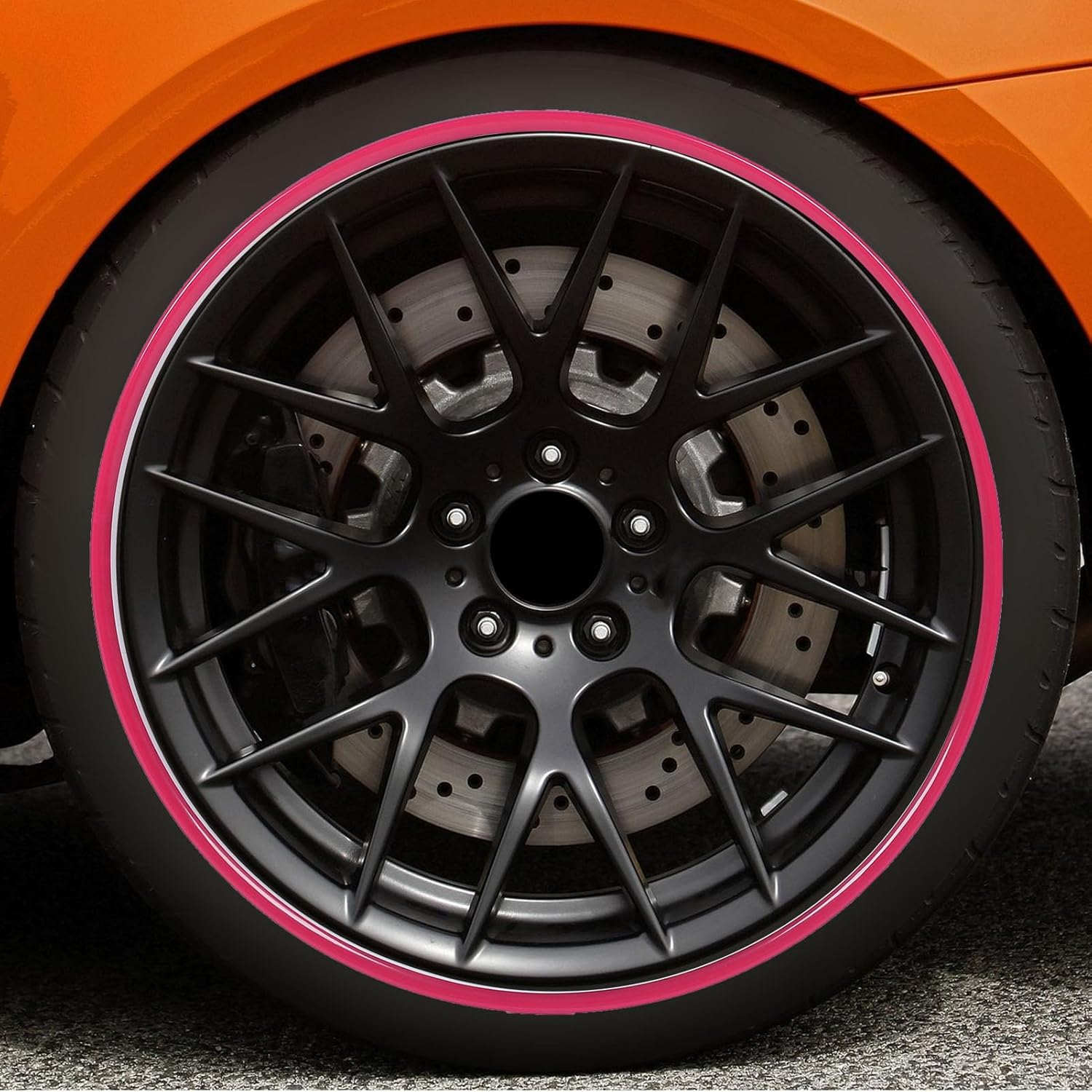 4Pcs Wheel Rim Protector, Wheel Rim Protectors Guard Strip for 18 Inch Hub, Car Wheel Hub Rim Protector Ring, Universal Tire Trim, Easy to Install (Pink) image number 4