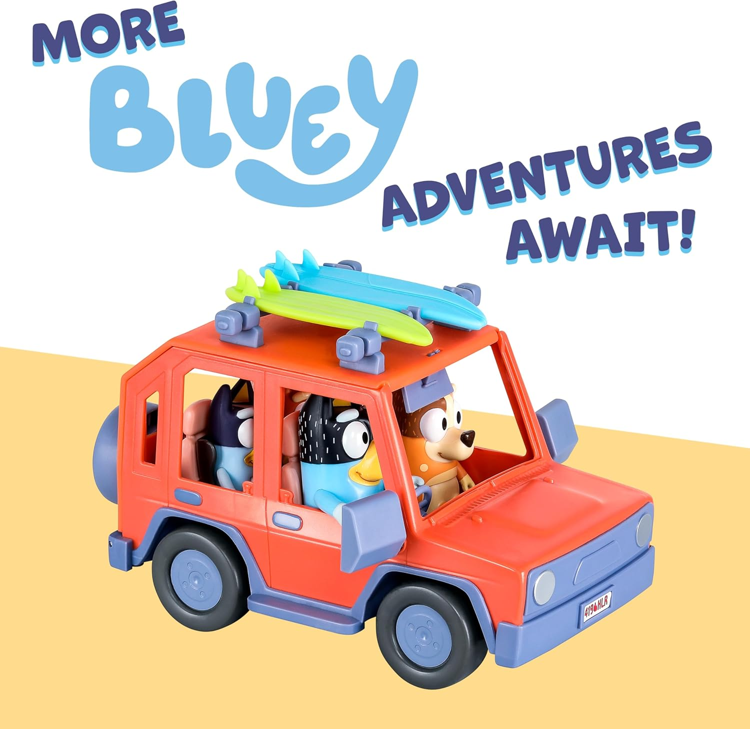 Bluey Heeler Family 4WD Vehicle and 4 Figure Pack, 6.3-7.6Cm Figures, 2 Surfboards Accessories and Stickers. image number 2
