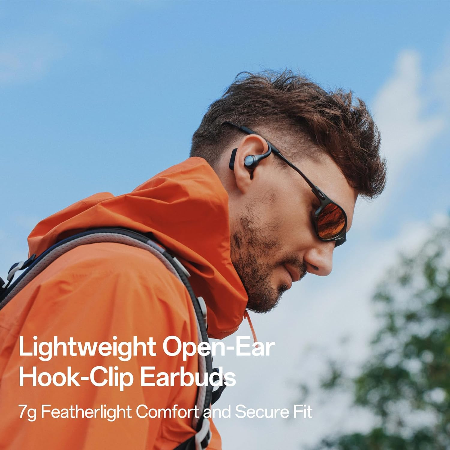 Openrock S2 Open-Ear Wireless Earbuds, Bluetooth 6.0, Non-Blocking Earphones, 0.2 Oz (7 G), Ultra Lightweight Design, High Resolution / LDAC Compatible, IPX5 Waterproof, One-Touch Shooting, over Ear image number 4