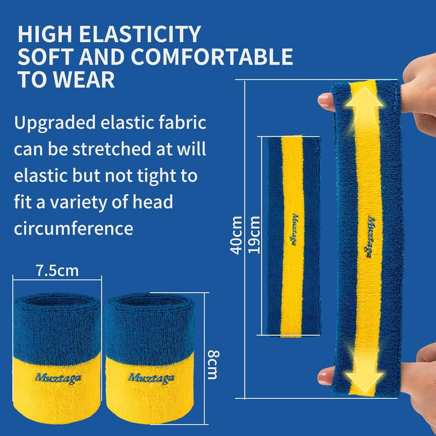 Muztaga Sports Headband -Sweatproof Non-Slip Workout Band | Quick-Dry Breathable Fabric for Pickleball Golf Tennis Gym Running Basketball | Unisex Fitness Accessories image number 3