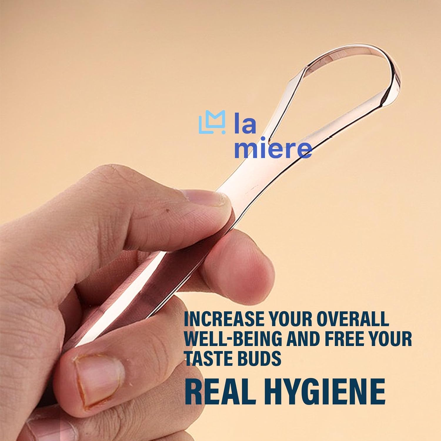 Pure Rose Gold Tongue Scraper for Adults - Oral Care & Hygiene Natural Tongue Cleaner for Fresher Breath - Tongue Scraper with Natural Cotton Bag (2 Piece/Pack) image number 3