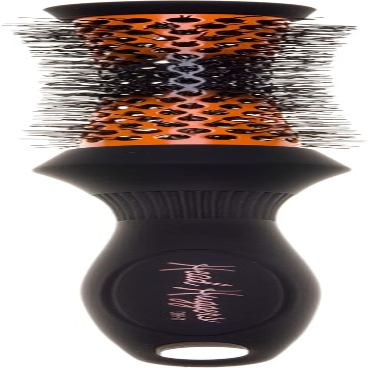Denman (Small) Thermo Ceramic Hourglass Hot Curl Brush - Hair Curling Brush for Blow-Drying, Straightening, Defined Curls, Volume & Root-Lift - Orange & Black, (DHH2) - X-Small