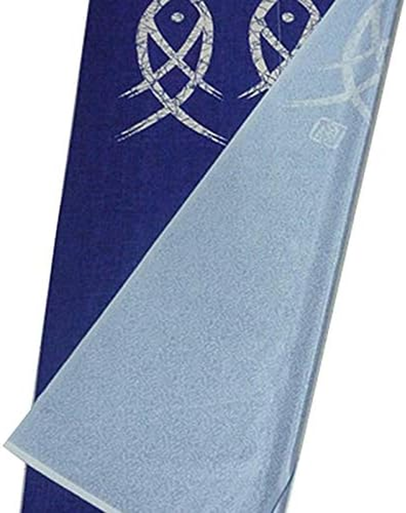 Japanese Noren Doorway Curtain Ancient Character Fish Tapestry for Home Decoration Blue 33X59Inch