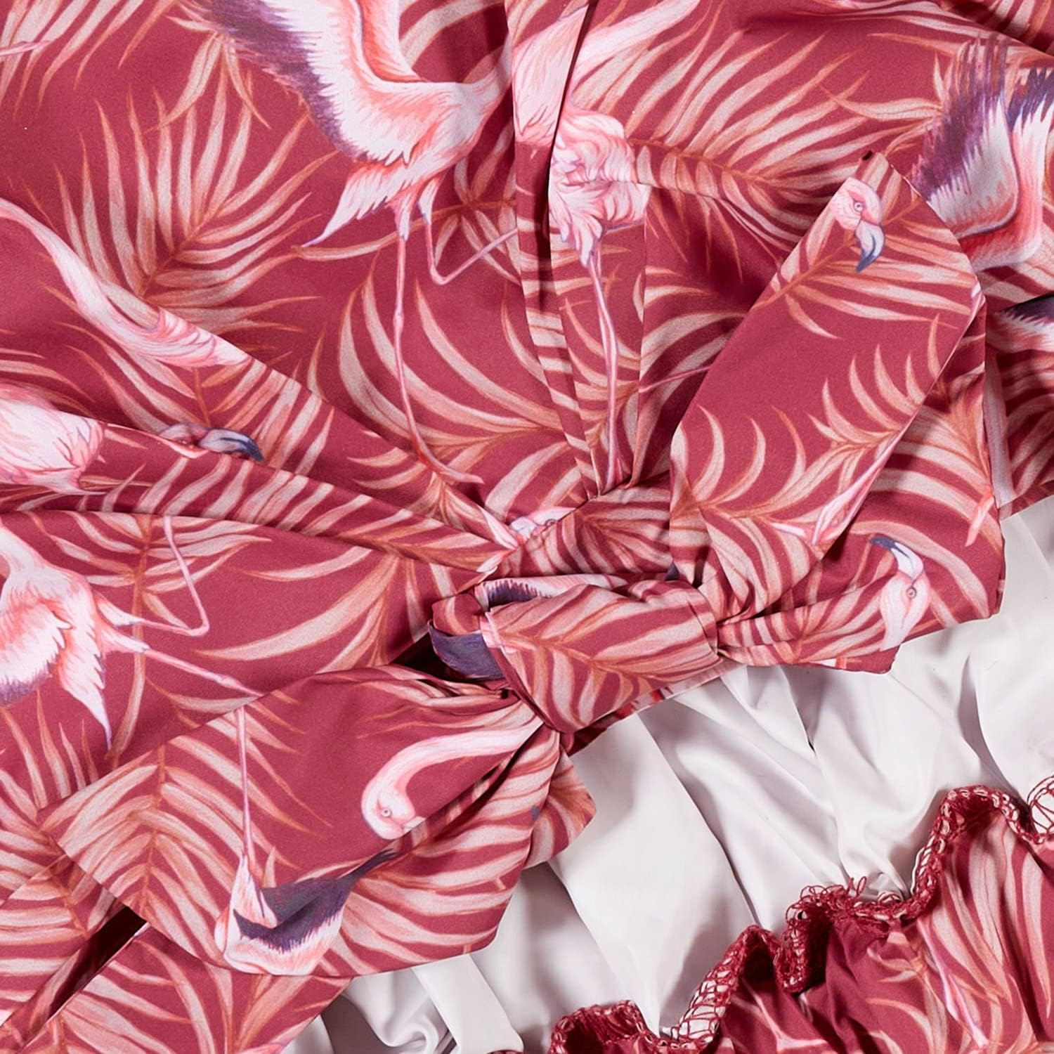 Bodylife Shower Cap Reusable Bath Cap Waterproof Mold Proof with Bow Flamingo Sunset image number 1