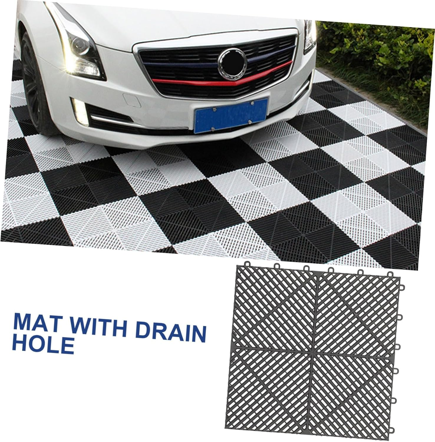 STOBAZA 2Pcs Non-Slip Modular Car Wash Floor Tile Mats with Large Drainage Thickened Interlocking Tiles for Pool Shower Bathroom and Outdoor Use image number 4