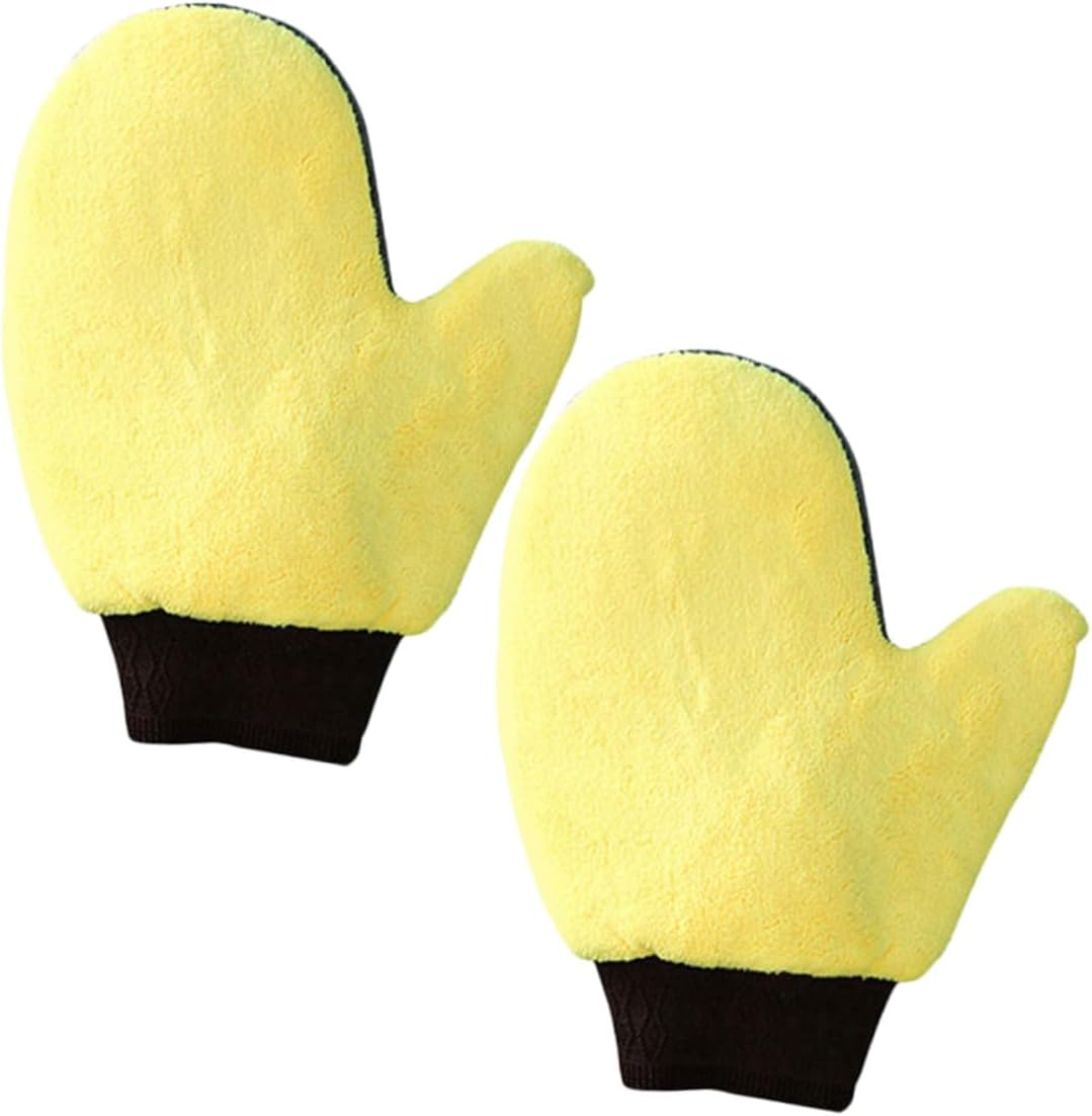 JUMPLAWN Car Wash Mitts and Gloves 2Pcs Set Coral Fleece Double-Sided Waterproof Non-Slip Scratch-Free Car Cleaning Tool Suitable for Automotive Exterior Care image number 4