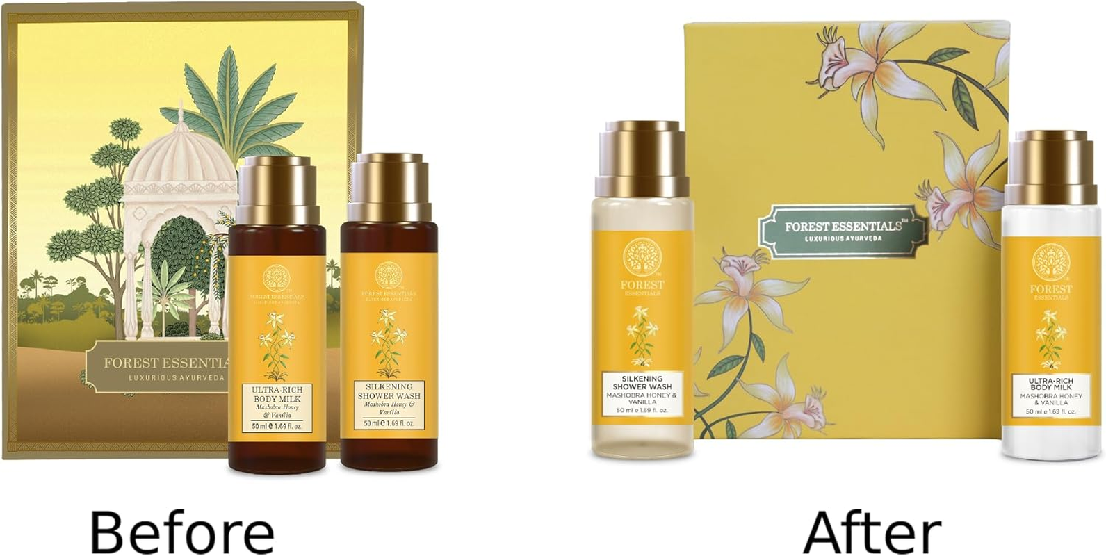 Forest Essentials Luxury Bath & Body Gift Set | Honey Vanilla Scented | Body Wash and Body Lotion image number 2