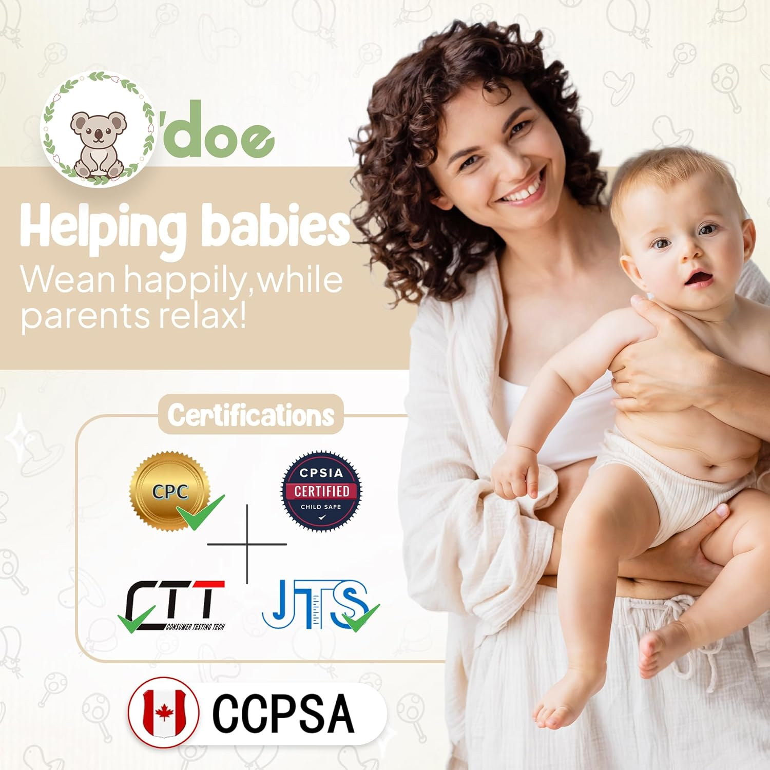 15 Pcs Silicone Baby Feeding Set with Suction Plate, Bowl, Bib, Sippy Cup, Fruit Feeder, Freezer Tray &ndash; Baby Plates and Bowls Set (Beige, V5: Nurture Pack [15 Pieces]) image number 4