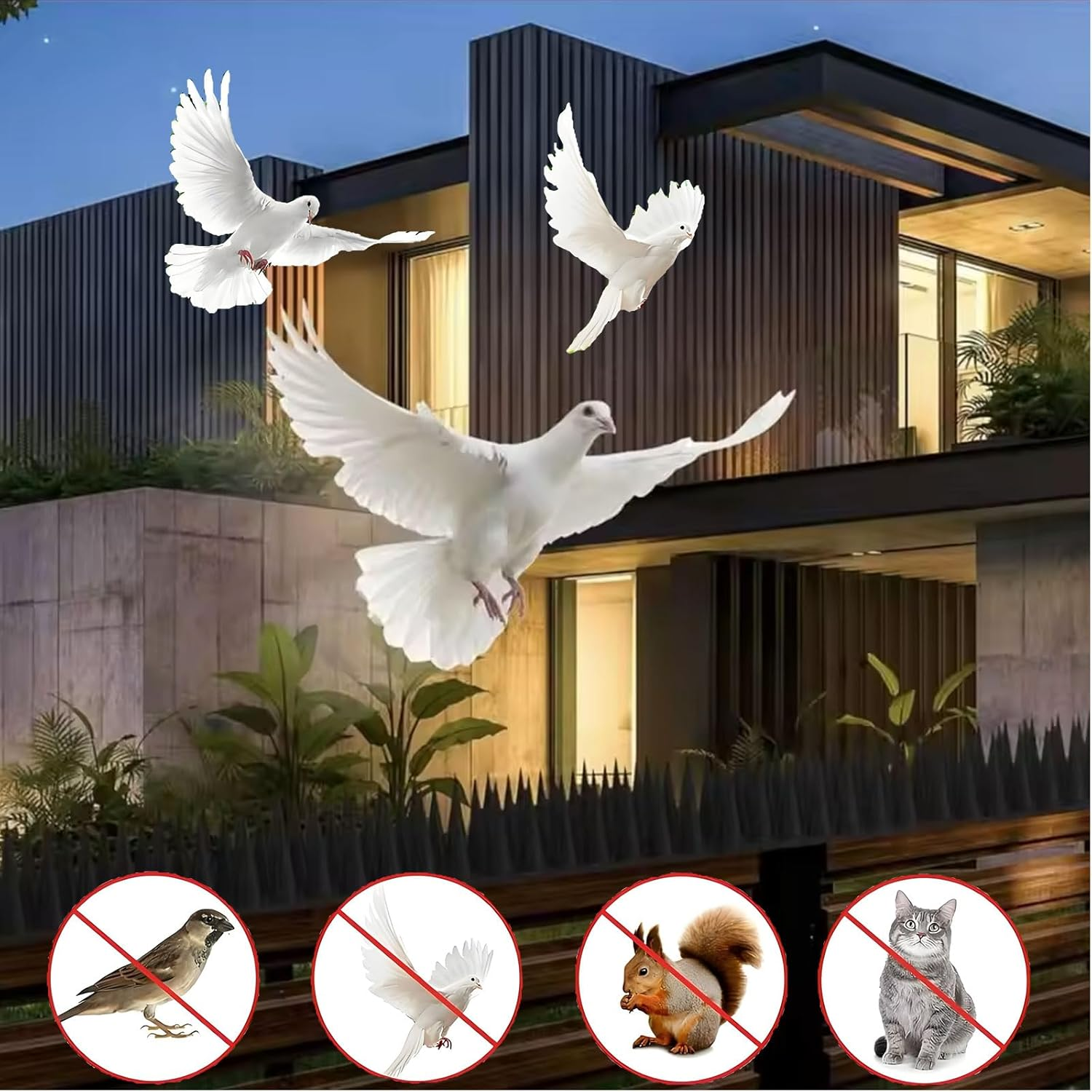 12 Pack Bird Spikes,Outdoor Pigeon Spikes,Plastic Animal Repellent Spikes for Cats,Anti Bird Defender Spikes Outdoor for outside to Keep Birds Away Pigeon Crow Squirrel Raccoon Cat Animal image number 3