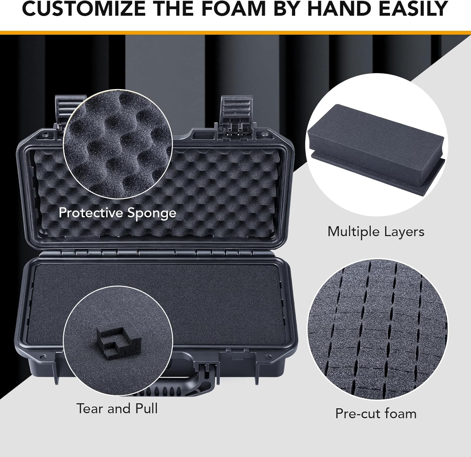 Lykus HC-3011 Waterproof Hard Case with Customisable Foam, Interior Size 31X13.9X8.9 Cm, Suitable for Short Slim Items image number 1