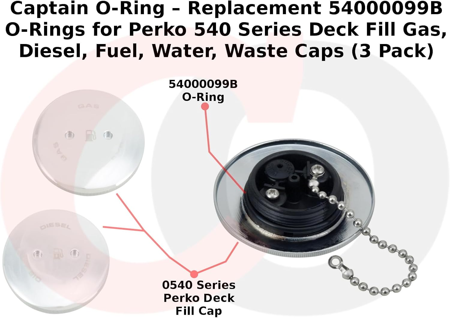 Captain O-Ring &ndash; Replacement 54000099B O-Rings for Perko 540 Series Deck Fill Caps for Gas, Diesel, Fuel, Water, Waste (3 Pack) image number 5