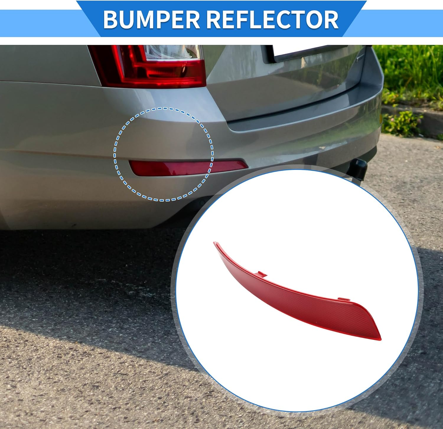 X AUTOHAUX Bumper Reflector Compatible for Skoda Octavia 3 III 5E3 2012, Durable ABS Plastic Red Rear Left Bumper Reflector Side Marker image number 3