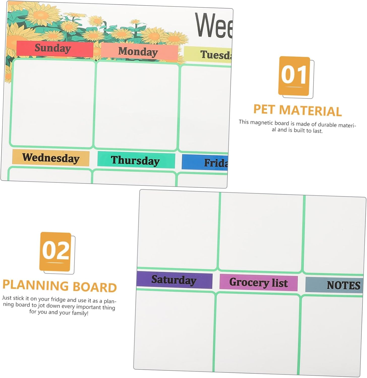 KICHOUSE Magnetic Whiteboard for Fridge Planning Calendar Kitchen Memo Board Reusable Writing Board for Family Schedule and Reminder image number 6