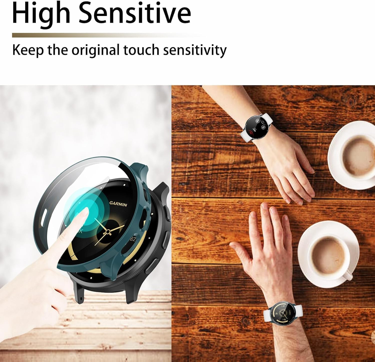 (2 Pack) T Tersely All-Around Screen Protector Case Cover for Garmin Venu 3S,Electroplating Protective Cover Soft TPU Shockproof Frame (Black+Transparent) - Black+Black image number 5