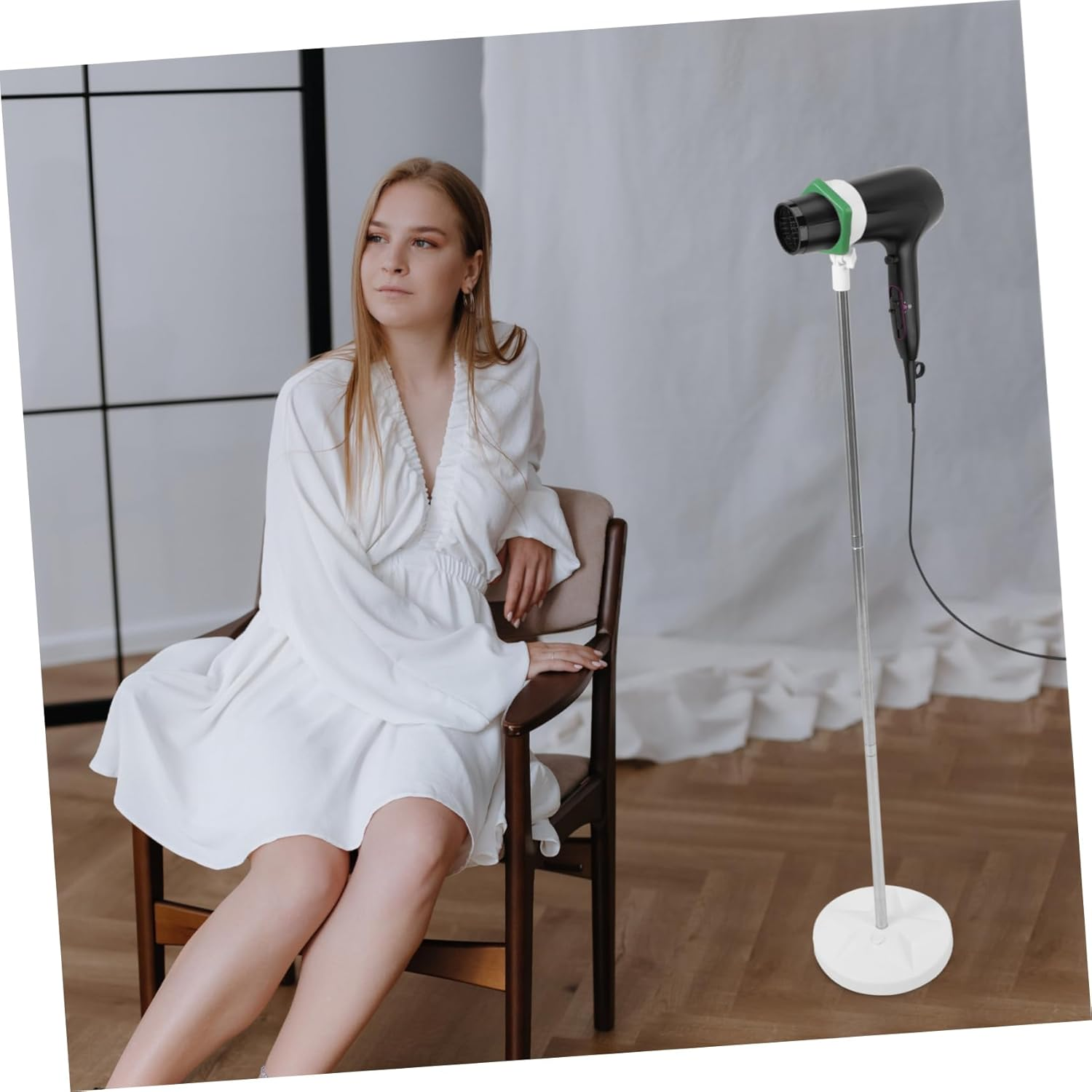 IWOWHERO Hair Dryer Stand Holder Hands-Free Adjustable Height 50-106Cm Lazy Blow Dryer Rack for Home Use Space-Saving Design Base image number 3