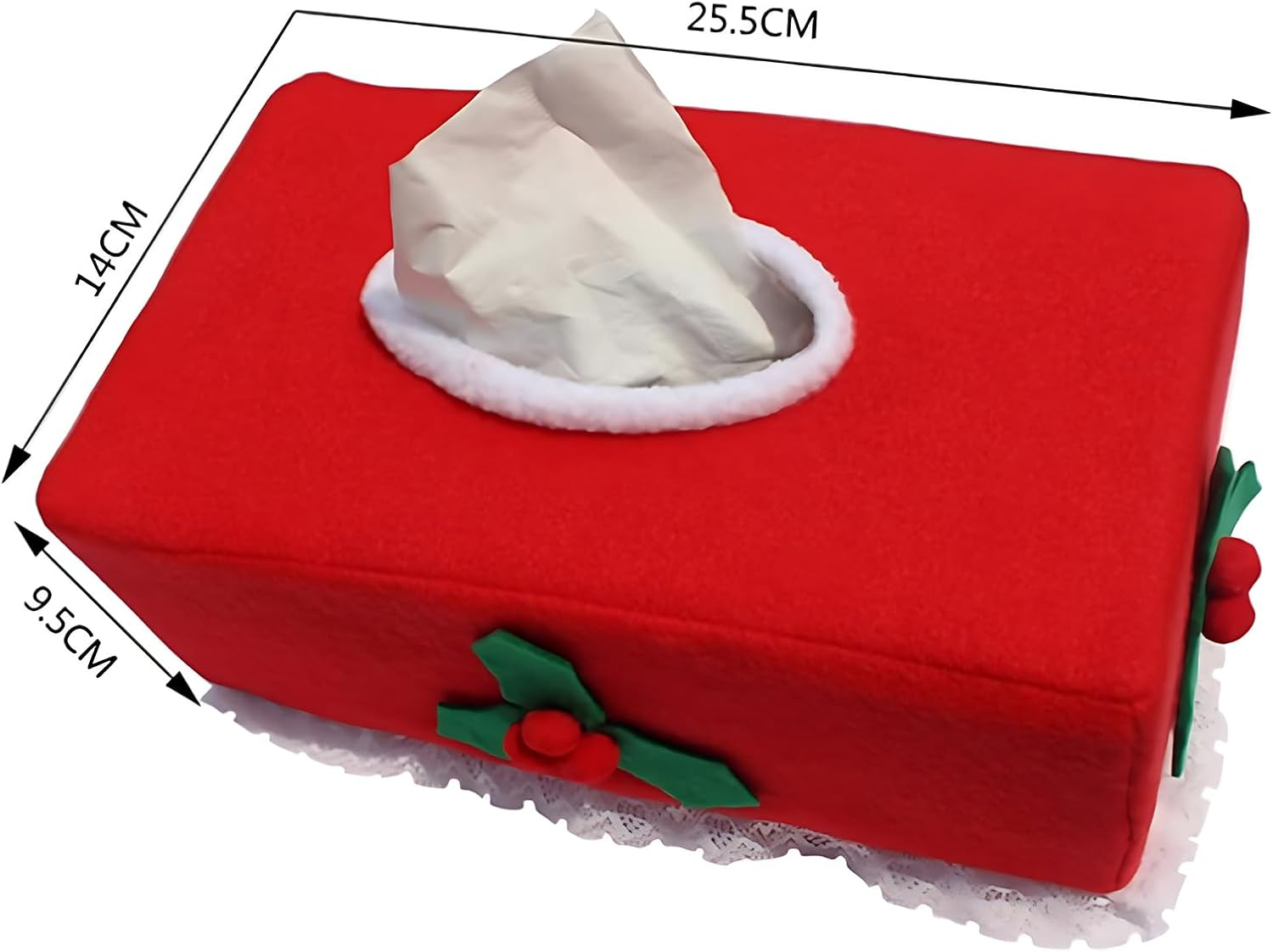 2 Pcs Christmas Tissue Box Cover, Holiday Rectangular Tissue Holder for Bathroom, Living Room, Tabletop Decor