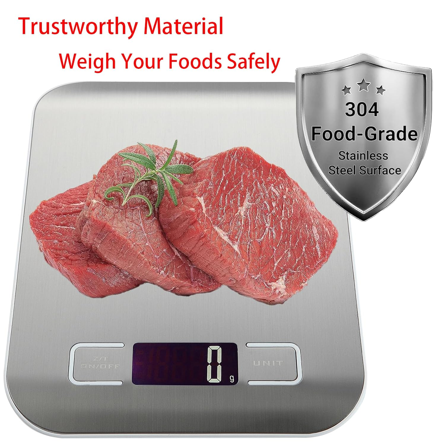 Food Kitchen Scale, Digital Grams and Ounces for Weight Loss, Bakings, Cooking, Meal Prep.High LCD Displayhaving Multiple Unit Conversions,Automatic Shutdown in 3 Minutes,304 Stainless Steel image number 5