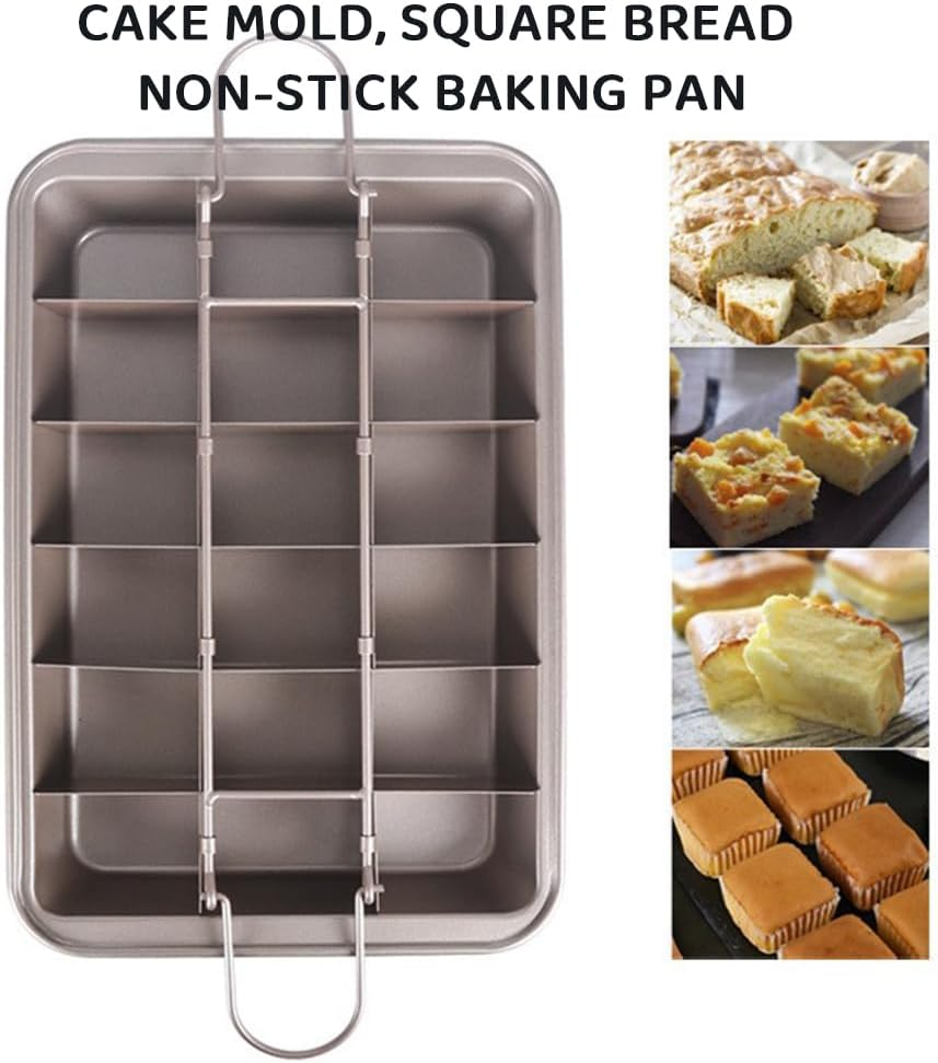Ranqisys Brownie Pan with Removable Dividers &ndash; Non-Stick Rectangle Baking Tray with Built-In Slicer, 18 Pre-Slice Sections for Brownies, Muffins & Cupcakes, Oven-Safe Bakeware