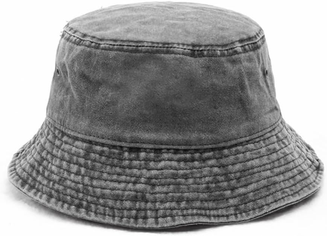 LINKPEACE Vintage Solid Colored Bucket Hat for Women, Cotton Sun Hat UV Protection Travel Summer Beach Hat Gray
