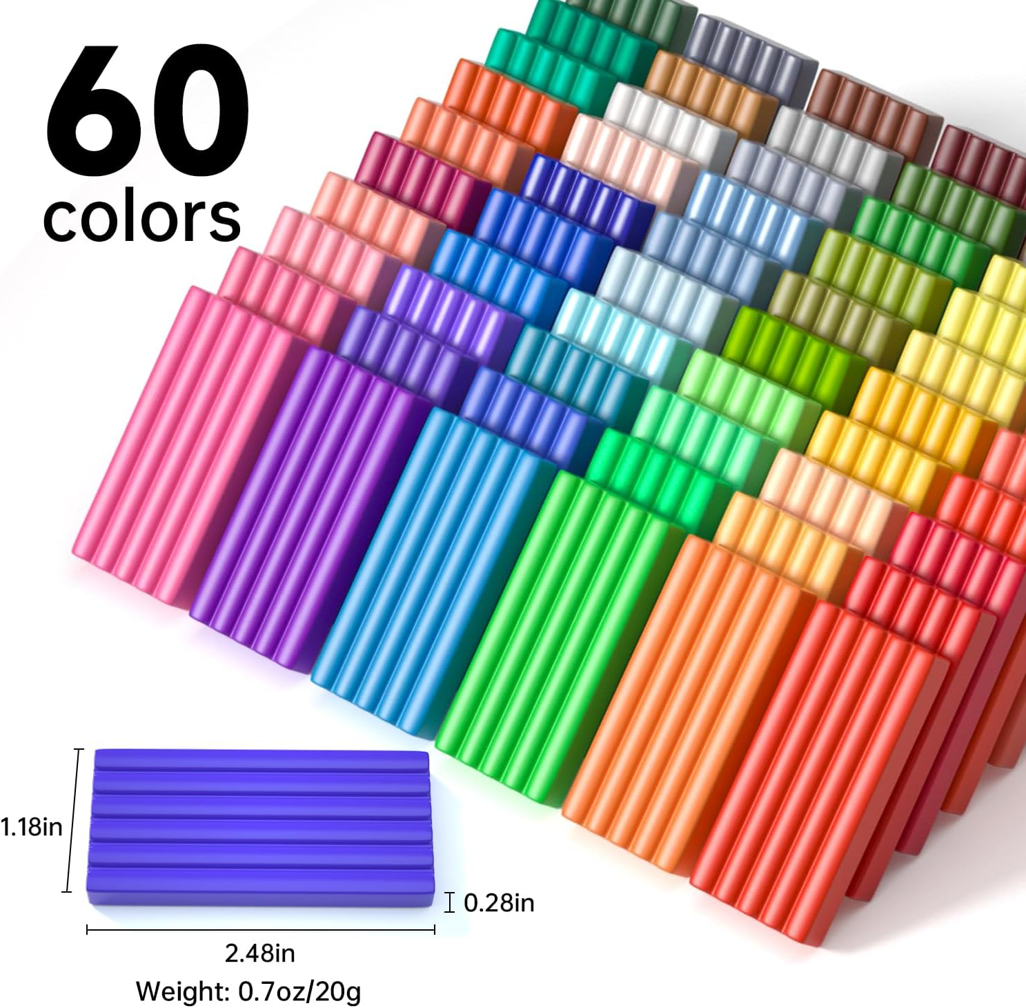 Shuttle Art Polymer Clay, 60 Colours Oven Bake Modeling Clay, Creative Clay Kit with 19 Clay Tools and 16 Kinds of Accessories, Non-Toxic, Non-Sticky, Ideal DIY Art Craft Clay for Kids Adults image number 6