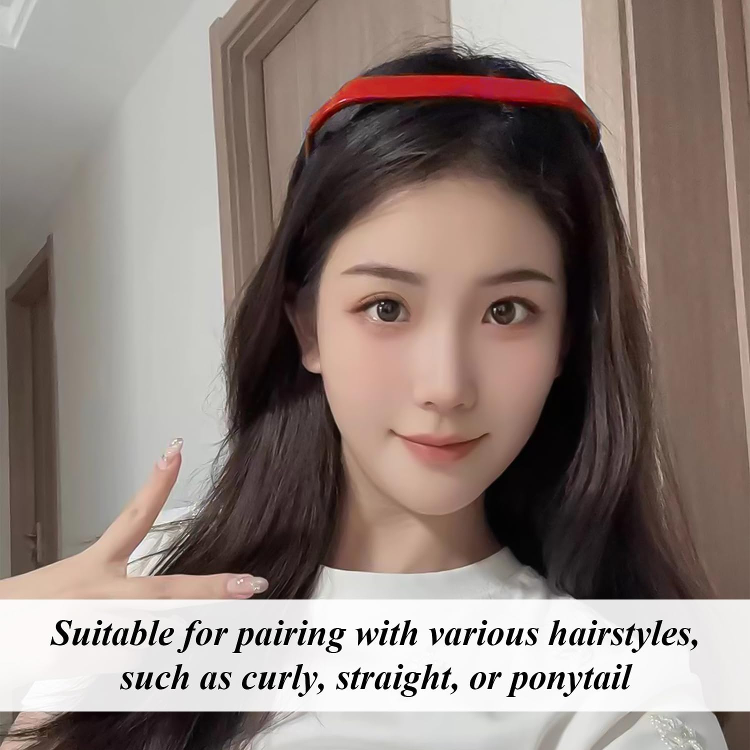 Pack of 5 Plastic Square Headbands, Creative and Personalised Sunglasses Headband, Simple and Fashionable Headband for Women, Hairstyle Decoration, Suitable for Thick and Thick Curls image number 3