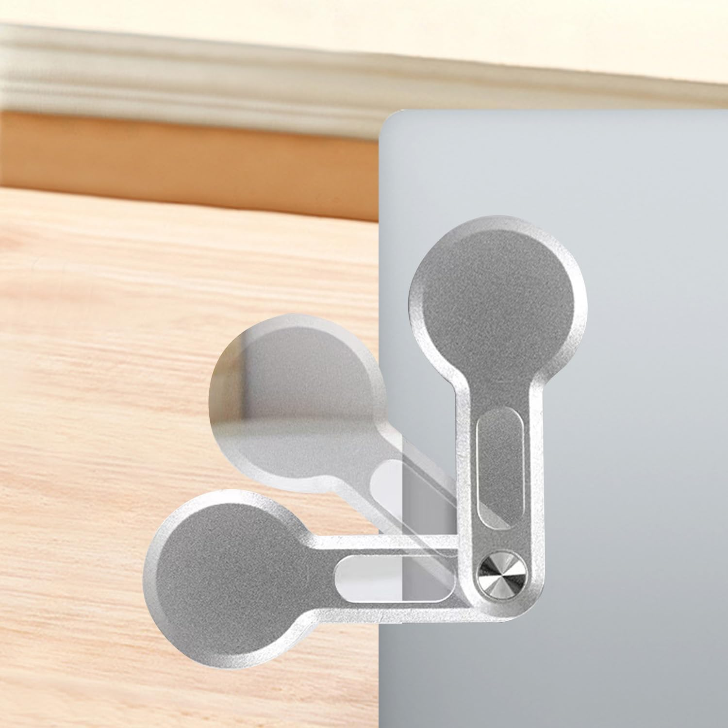 Magnetic Phone Holder for Laptop &ndash; Adjustable Side Mount Compatible with Iphone 16/14/13/12 Magsafe Series, Slim Foldable Monitor Expansion Bracket, Silver image number 2