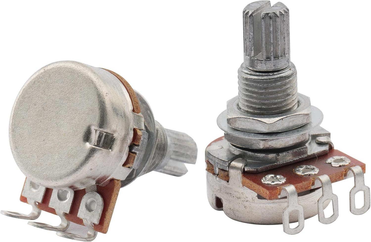 Musiclily Basic A500K Metric Mini Potentiometers Split Shaft Audio Taper Pots for Electric Guitar Bass (Set of 2) image number 5