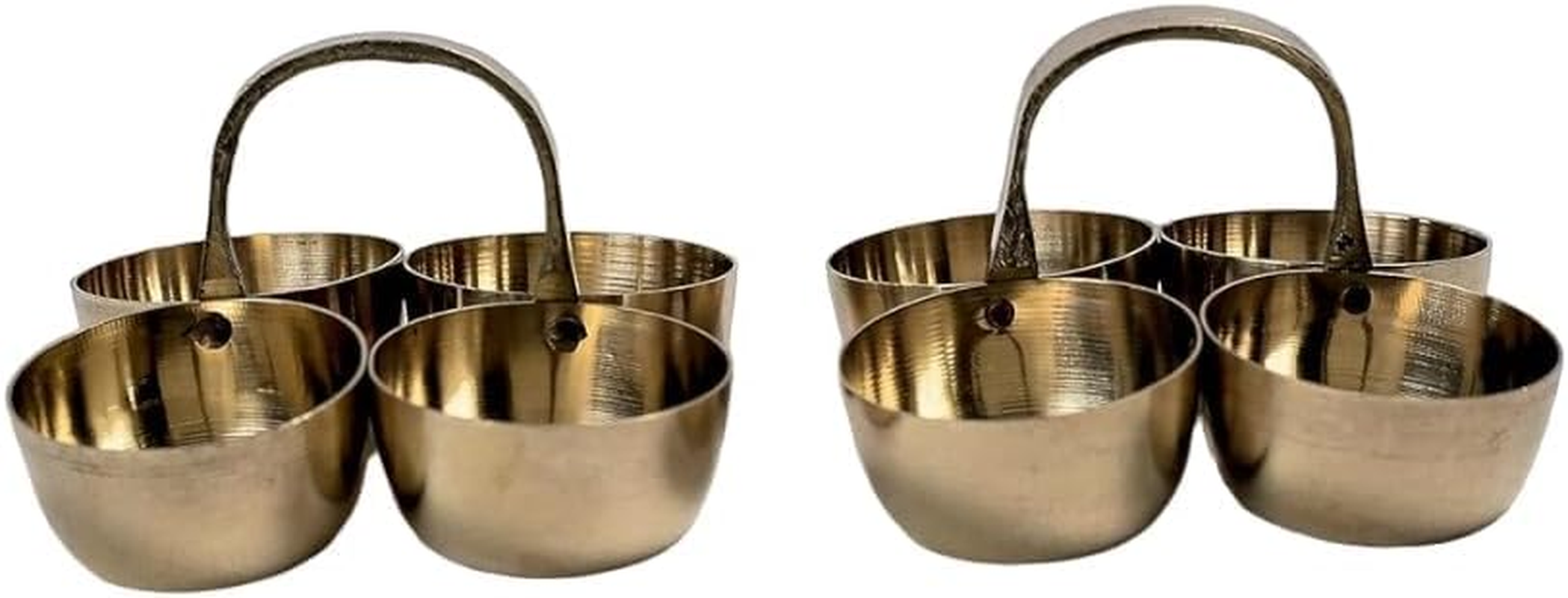 Brass Metal Chowmukh/Puja, Roli, Chawal, Mishri/Chowmukh/Patra/Haldi Kumkum Holder 4 Bowl Stand Holder (Size -3) Set of - 1 PCS (3.5 Inch 225ML) image number 6