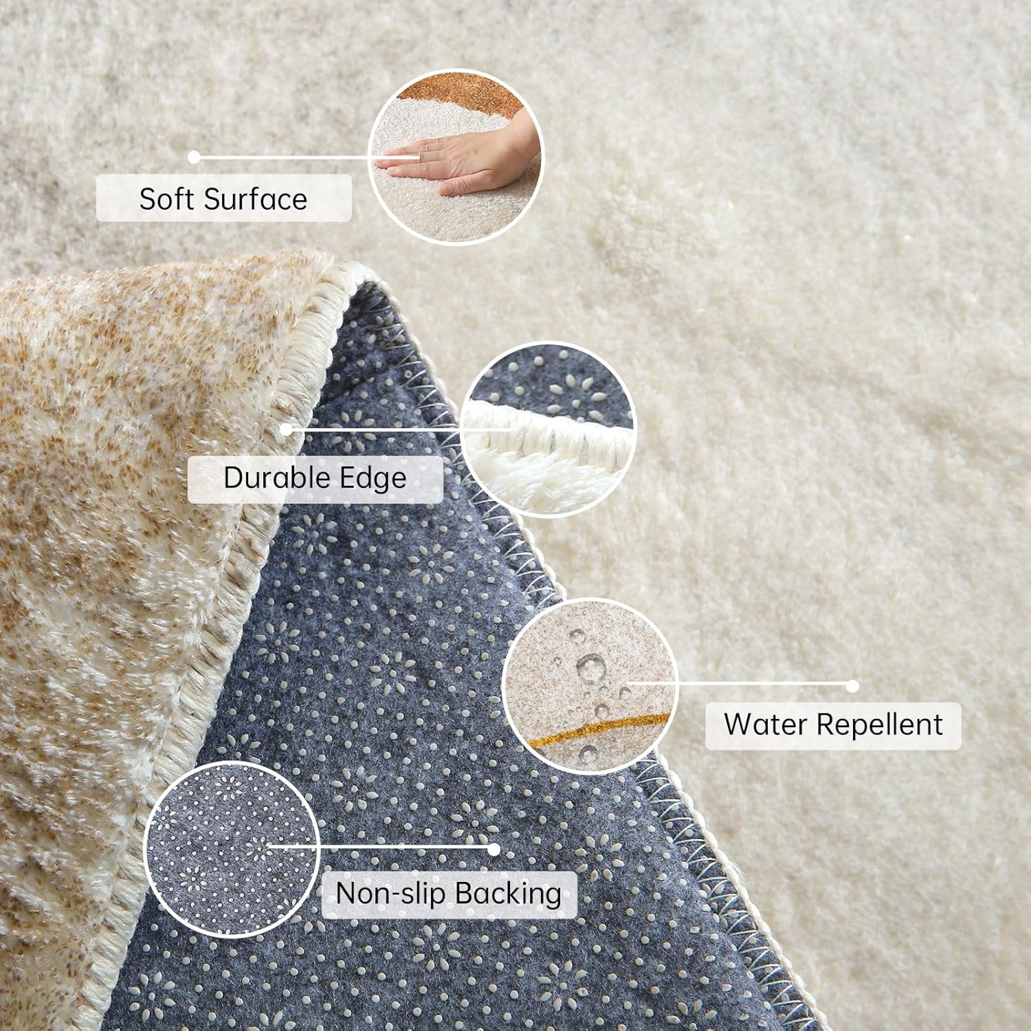 Cinknots Area Rugs Modern Living Room Rugs Anti-Skid Carpet Imitation Cashmere Rug for Bedroom Room Kitchen Home Decor Carpet Floor Mats (Brown/Gold) (160X200Cm)