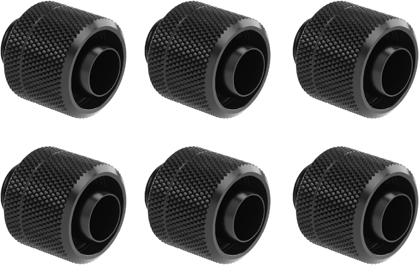 Dracaena.Io 6 Pack G1/4" Thread to 3/8" ID, 5/8" OD Compression Fitting for Soft Tubing, Soft Tube Connectors for Computer Water Cooling System, Black