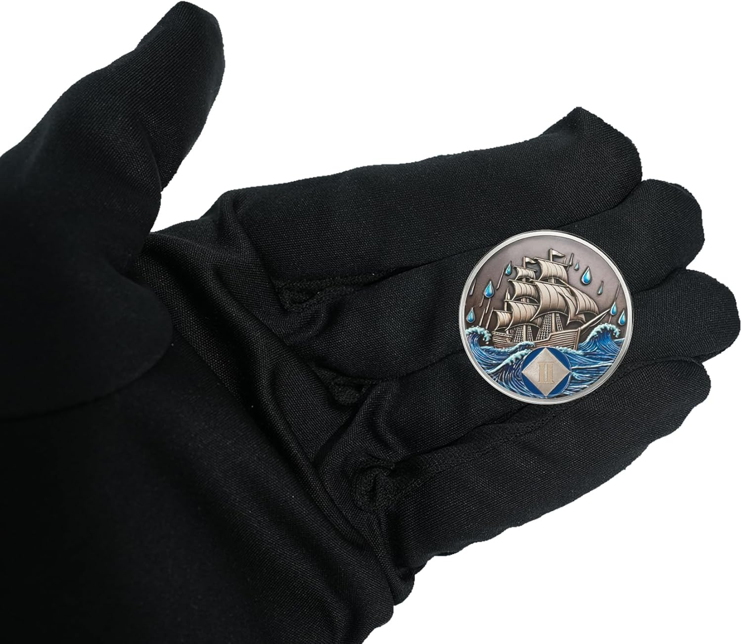 2 Year NA Sobriety Coin - NA Medallions with Sailing Ship and Ocean Sobriety Chips NA Coins - Ideal Narcotics Anonymous Gifts for Men ＆ Women Celebrating Recovery and Living Clean image number 2