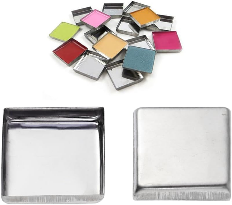 Minkissy 60Pcs Square Empty Metal Pans for DIY Eyeshadow Blusher Pressed Powder Makeup Plates for Crafting Cosmetics for Women Girls image number 5