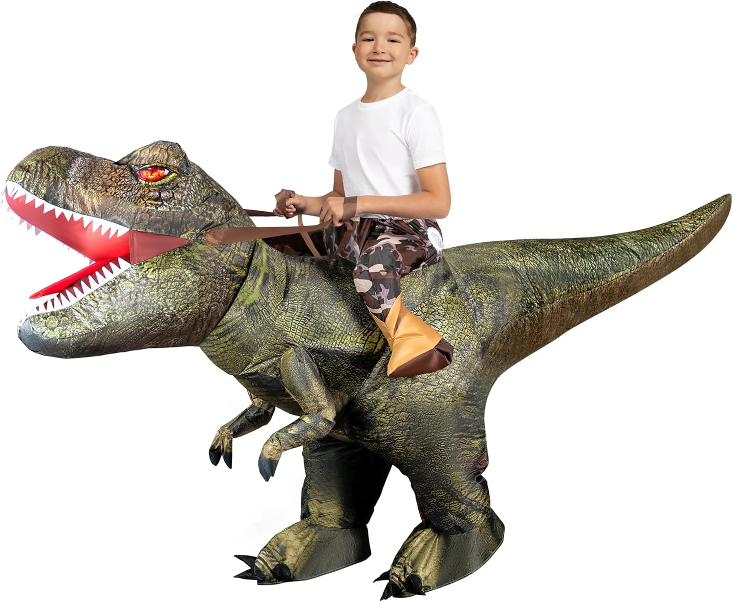 Spooktacular Creations Halloween Inflatable Costume, Adult Dinosaur Costume, Ride-On T-Rex Blow up Costume for Dressup image number 5