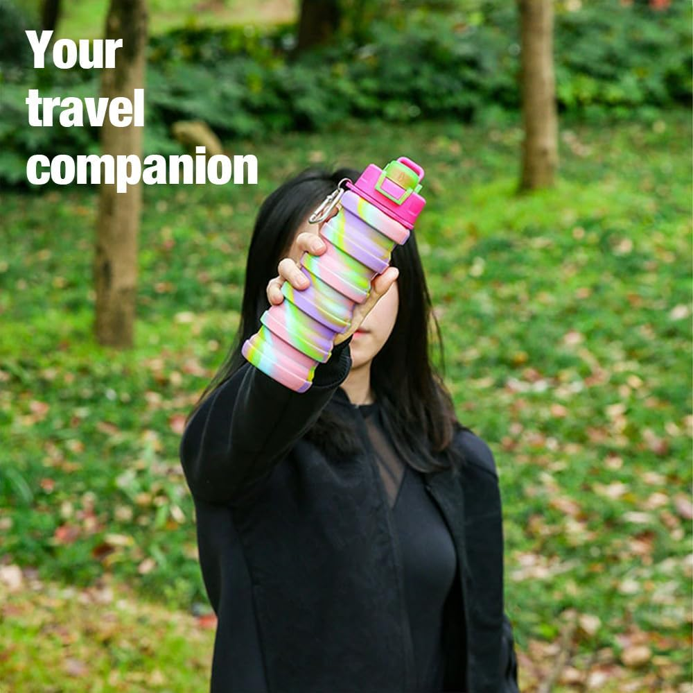 Portable Sports Water Bottle, Foldable Sports Water Cup, Camouflage, Colorful Soft Water Bottle (Unicorn) image number 1