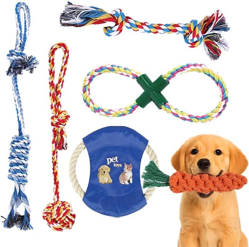 Dog Rope Toys for Small Dogs Aggressive Chewers, 100% Natural Cotton, 6 Pack for Fun and Teeth Cleaning Chew Tug of War Interactive Training Rope Toys for Puppy to Small Dogs image number 6