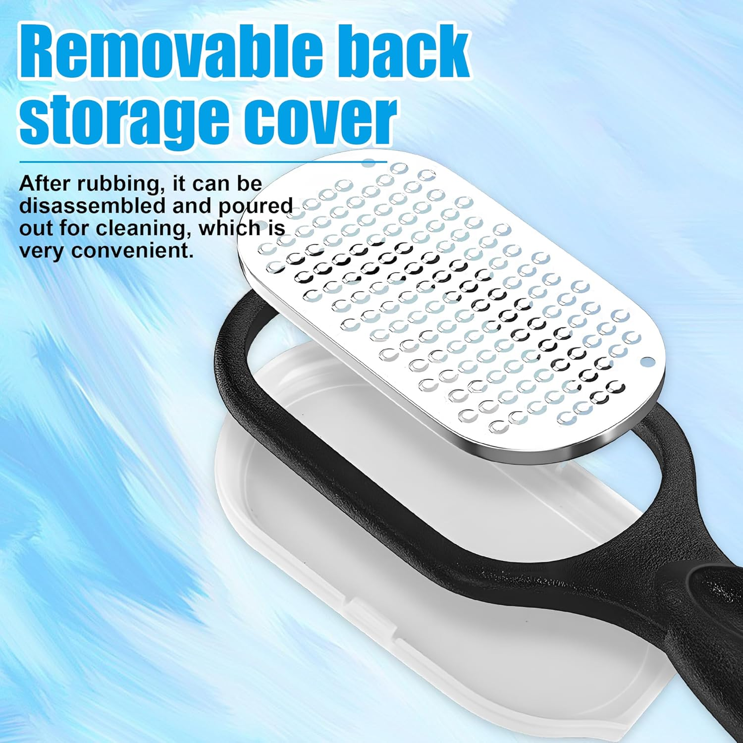 Foot File Callus Remover with Dead Skin Catcher - Mess-Free Wet & Dry Foot Scrubber and Heel Scraper for Cracked Heel Treatment, Home Pedicure & Travel Essential for Men and Women (Black)