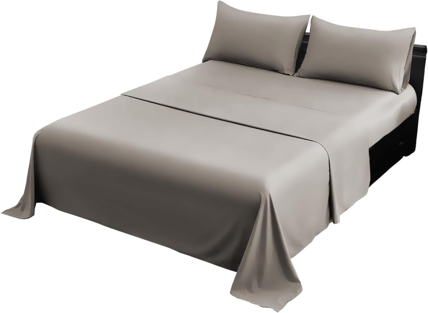 4Pc 1000 Thread Count Cotton Rich King Bed Sheet Set CVC Microfibre Blend in Silver