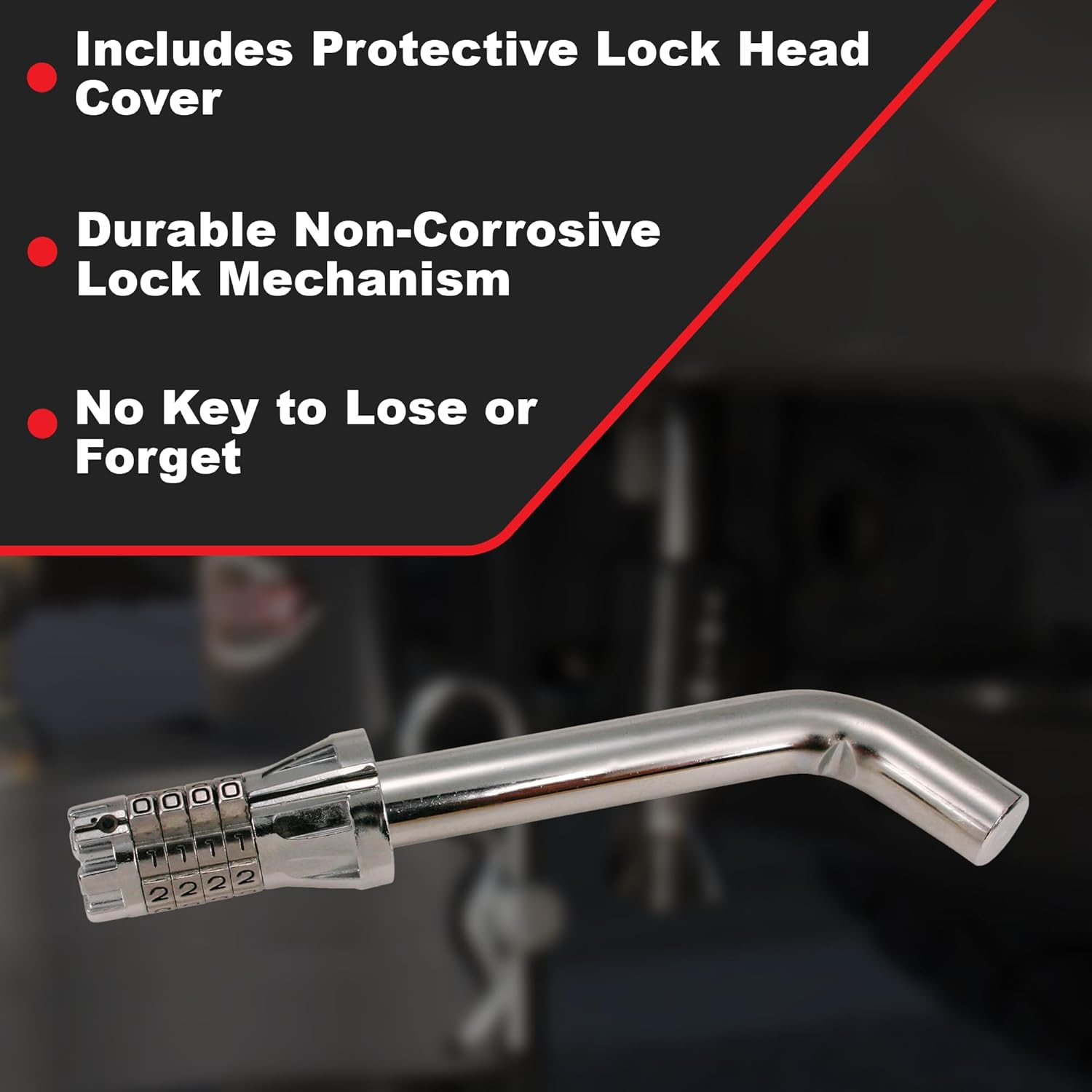 Trimax Standard 5/8" Dia. Resettable Combination Bent Pin Receiver Lock MAG200, Clam Packaging image number 1