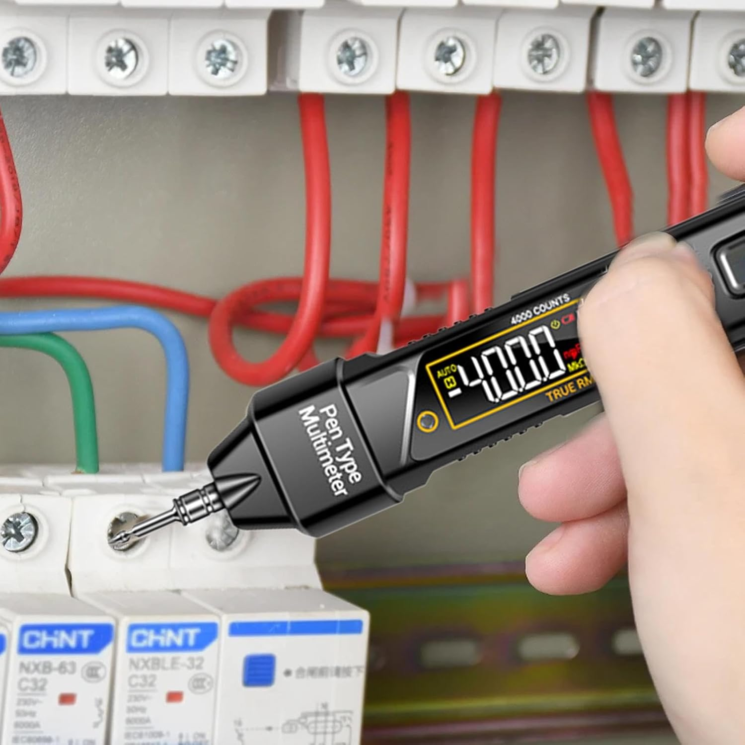 Voltage Tester Multimeter,Pen Type Intelligent Multimeter | 4000 Counts LCD Display Voltmeter Pen Test Multimeter Measure AC DC Voltage Resistance Diode for Electrician Tools image number 4
