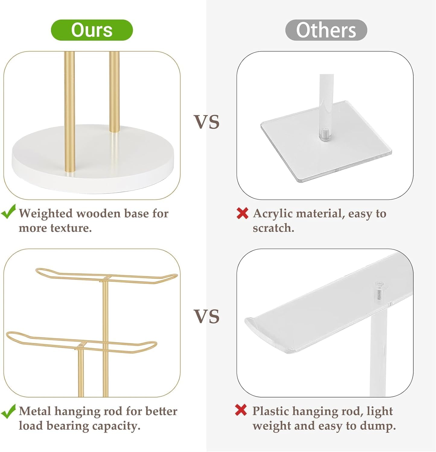 2 Tier Headband Organizer, Headband Holder Organizer Hairband Display Stand, Metal Storage Rack, Jewelry Display Stand, Metal Necklace Organizer for Headwear Hair Hoop Gift Women, Gold image number 2