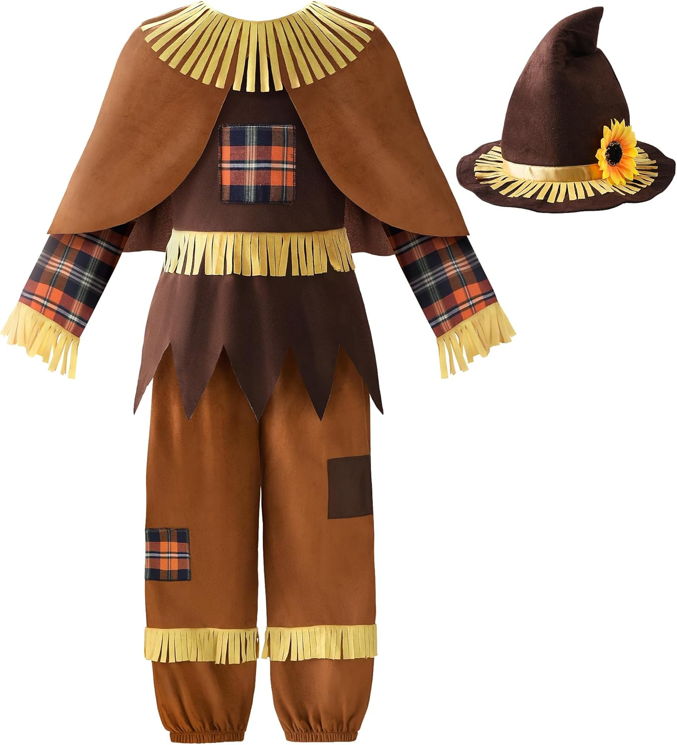 Relibeauty Halloween Patchwork Scarecrow Costume Kids Boys Girls Set image number 1