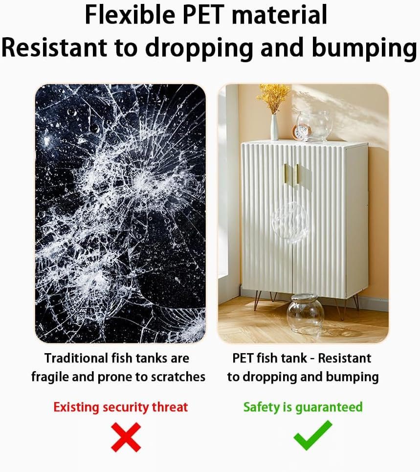 HPAMR Goldfish Tank, Modern Compact Tanks for Tabletop, Plastic round Aquarium Goldfish Tanks, Shatterproof Plastic with Crystal Clear Clarity, Fish Breeding Box with Fish Bowl Holder (2Pcs) image number 6