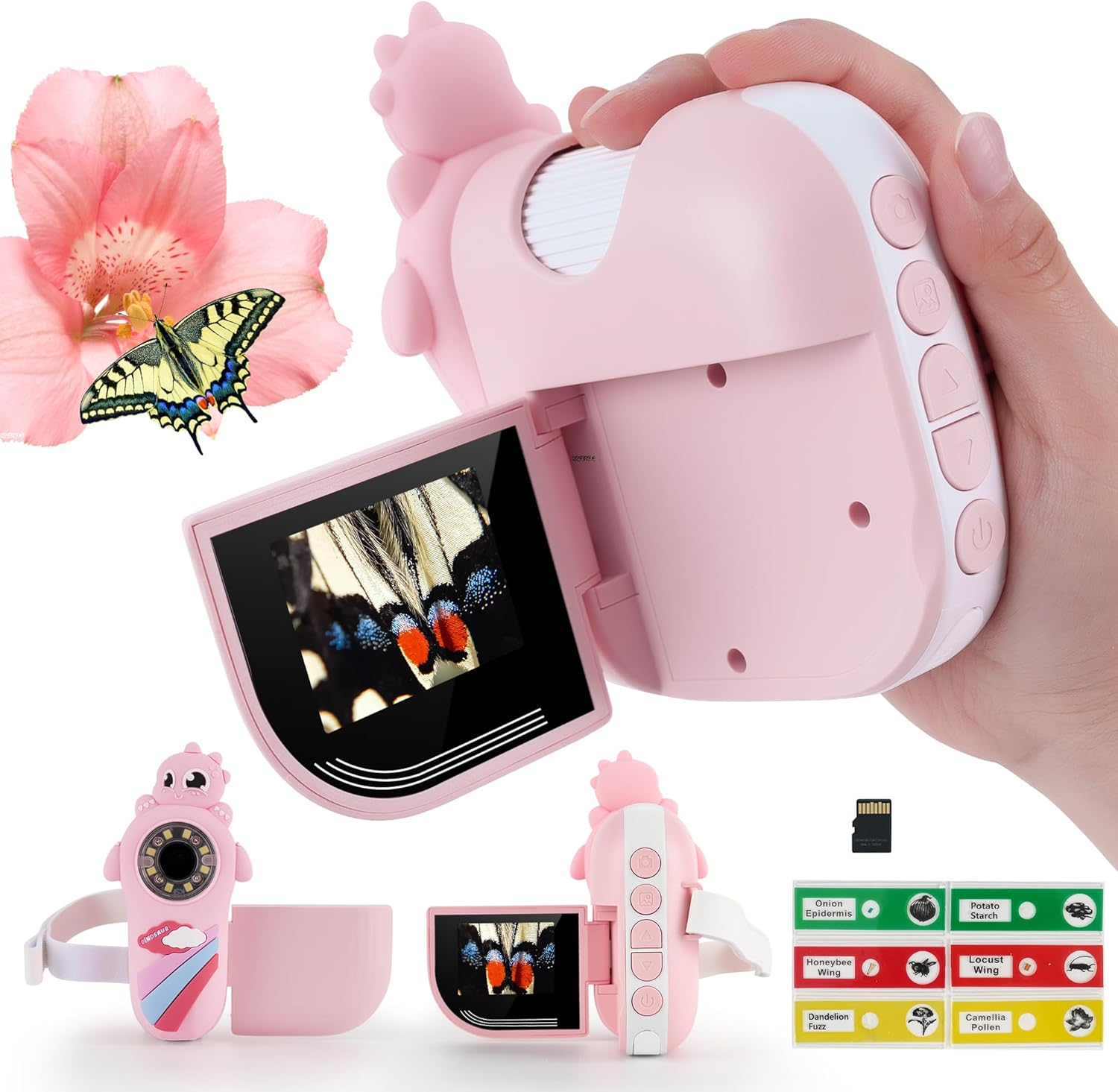 TINYLENS Dino Microscope for Kids, 1000X Portable Microscope Mini Digital Microscope with 2" Screen, Educational Science Kit Xmas/Birthday Gifts, Age 4-6 8-12, 32GB TF Card Included image number 1