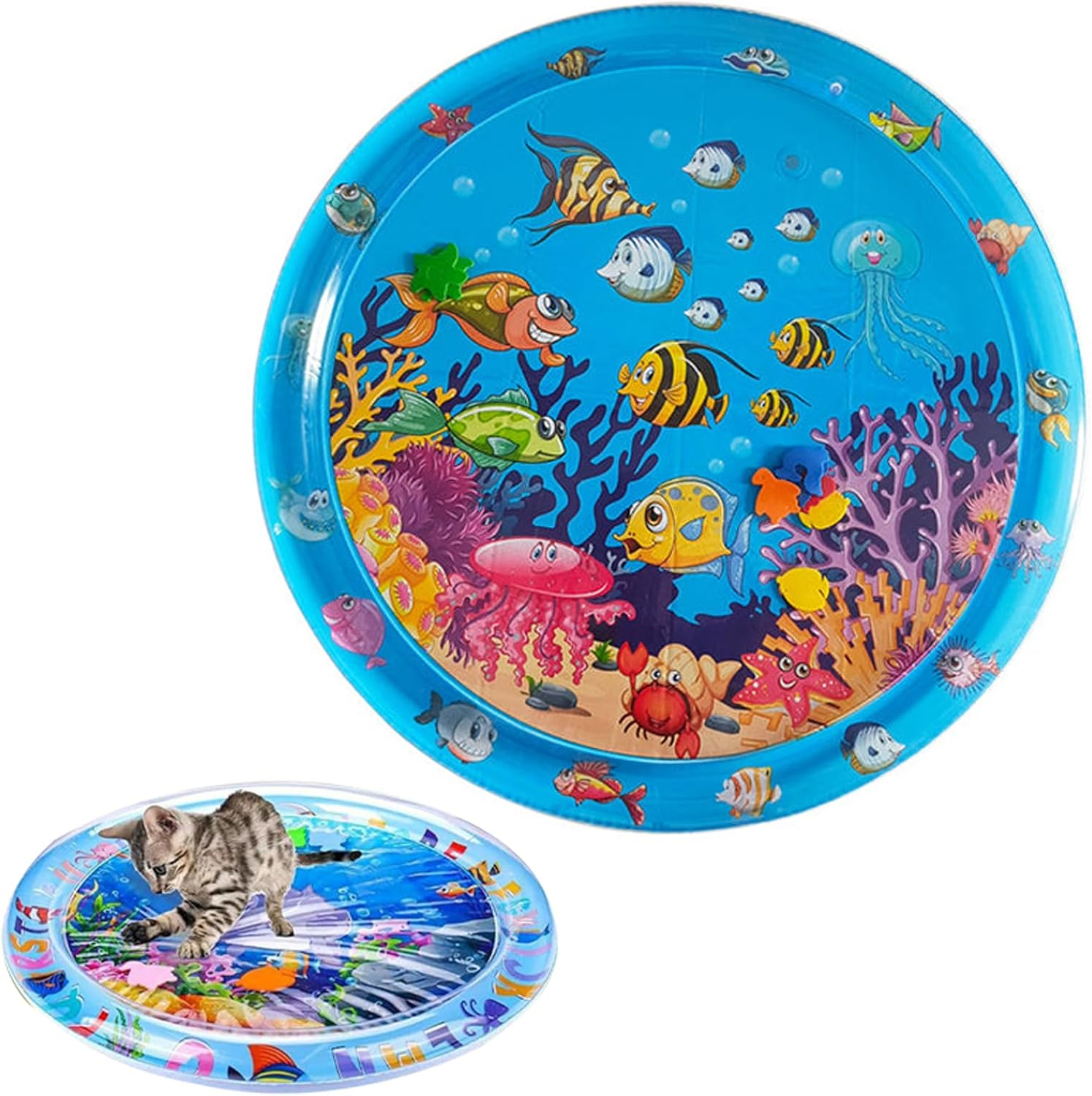 CHENRI Summer Water Mat for Pets, Sensory Water Play Mat for Cats, Summer Water Play Mat, Interactive Cat Toy, Water Mat Water Toy for Cats, Dogs (G, 1) image number 2