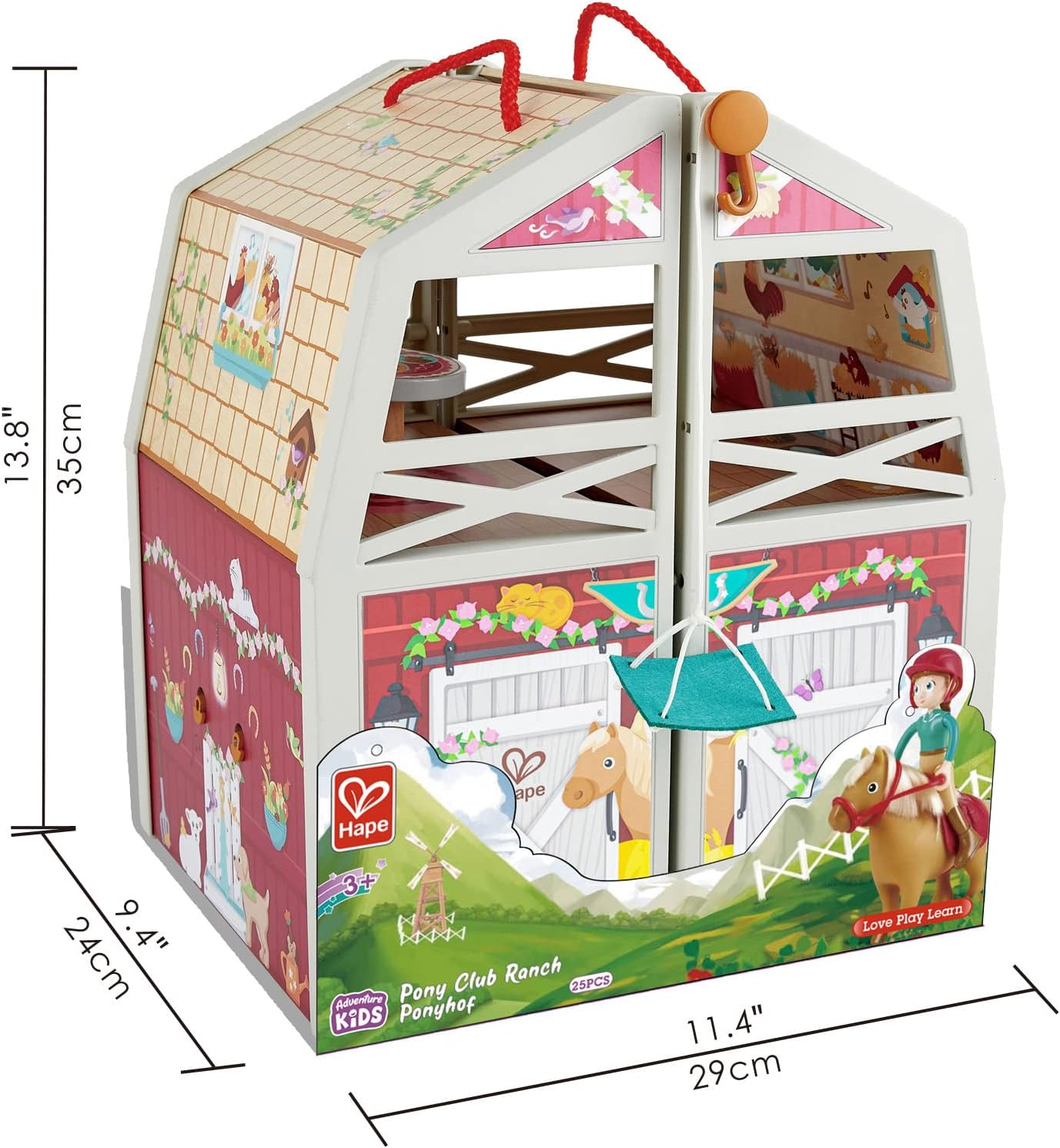 25Pc Hape Pony Ranch Barn Stable Club Doll House Kids/Childrens Playset Toy 3Y+ image number 4