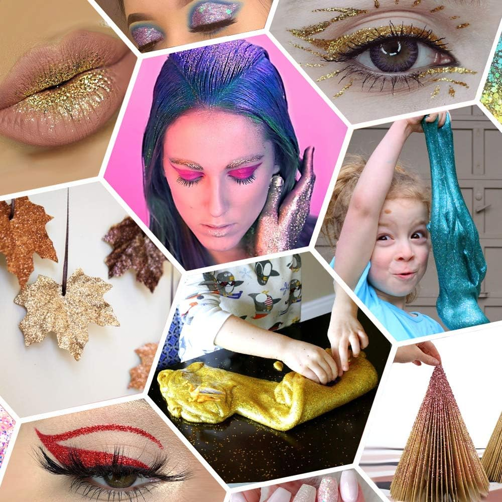 Extra Fine Glitter, Set of 24 Colors Nail Arts Face Hair Eye Lip Gloss Makeup Glitter, Slime,Tumbler and Epoxy Resin Crafts Loose Powder Shaker image number 6