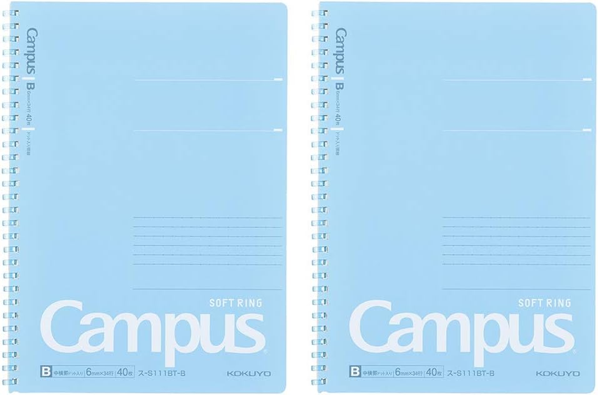Kokuyo Campus Soft Ring Notebook, A5, B 6Mm Dot Ruled, 29 Lines, 50 Sheets, Pink, Set of 2, Japan Import (SU-S131BT-P)
