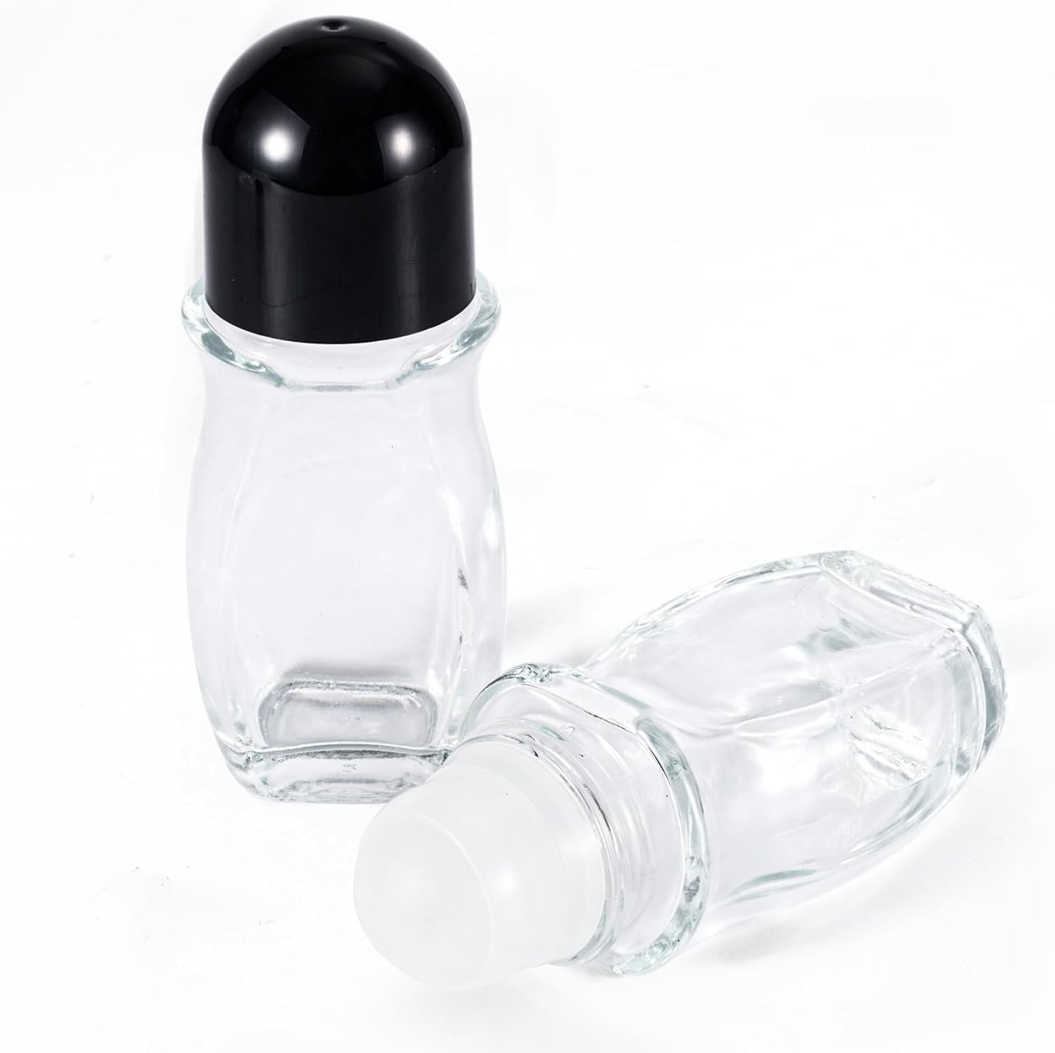 PEUTIER 2Pcs Clear Oil Roller Bottles, 1.76Oz Leak-Proof Essential Oil Bottles Roller Ball Compact Roll-On Bottles Refillable Cosmetic Containers Roller Vials for Perfume Essential Oil (Black)