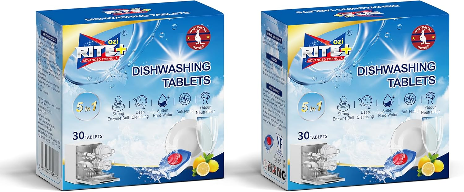 OZI RITE Dishwashing Tablets-Lemon Power Pack of 30