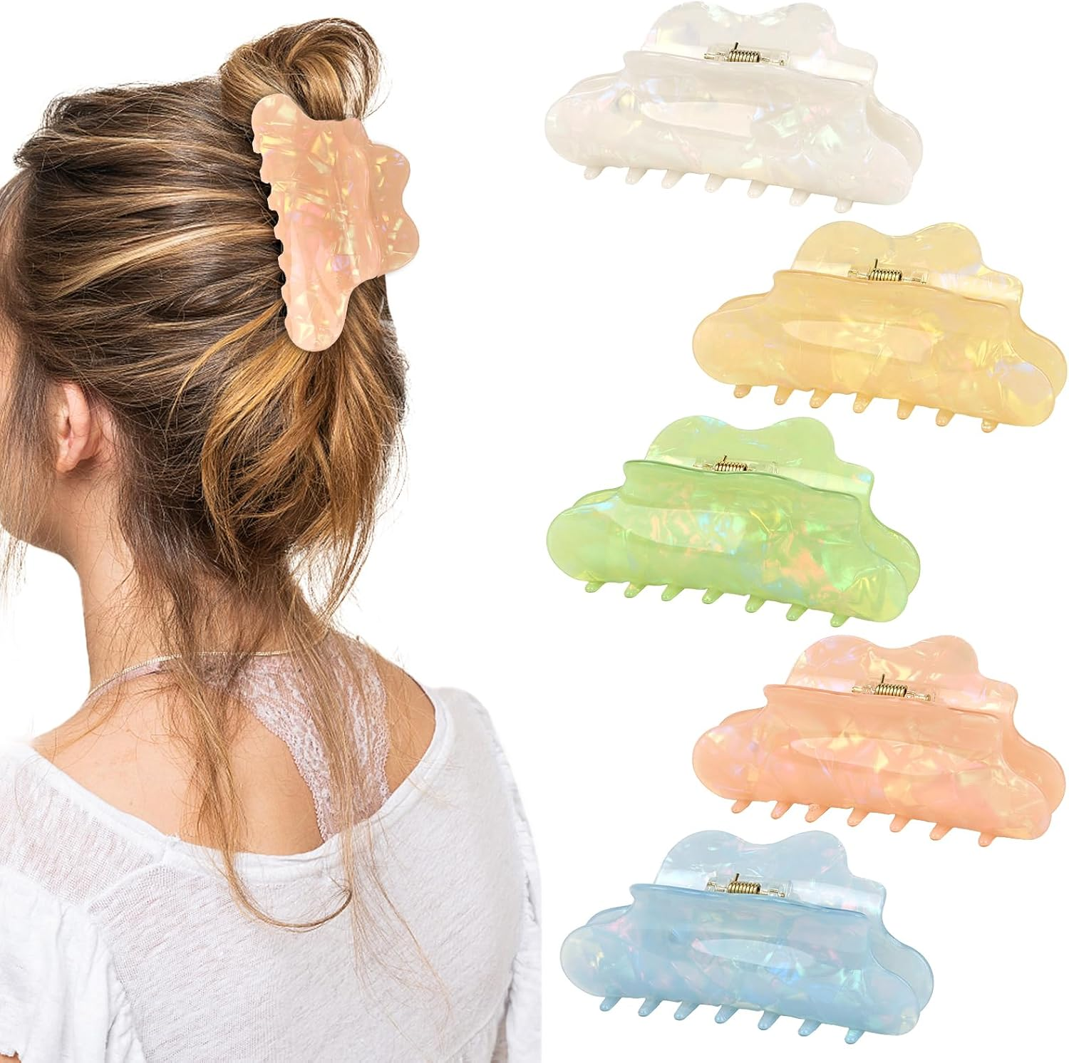 Pruadeor Pack of 5 Women'S Large Hair Clips Hair Clips Hair Accessories image number 5
